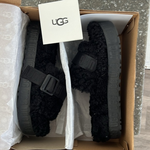 NIB Ugg Fluffita Platform Slides Black Sz 7 - Picture 7 of 8